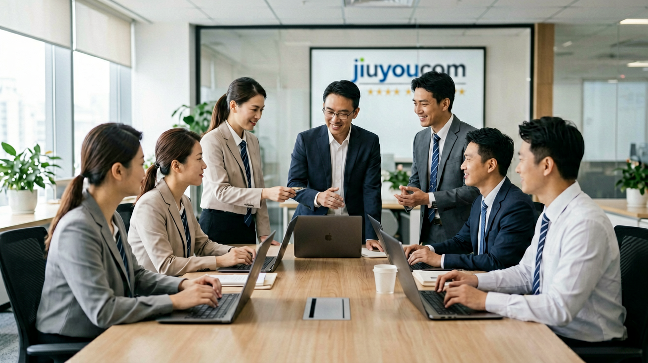 jiuyou.com中国区办公室环境，展现专业品牌服务团队工作场景